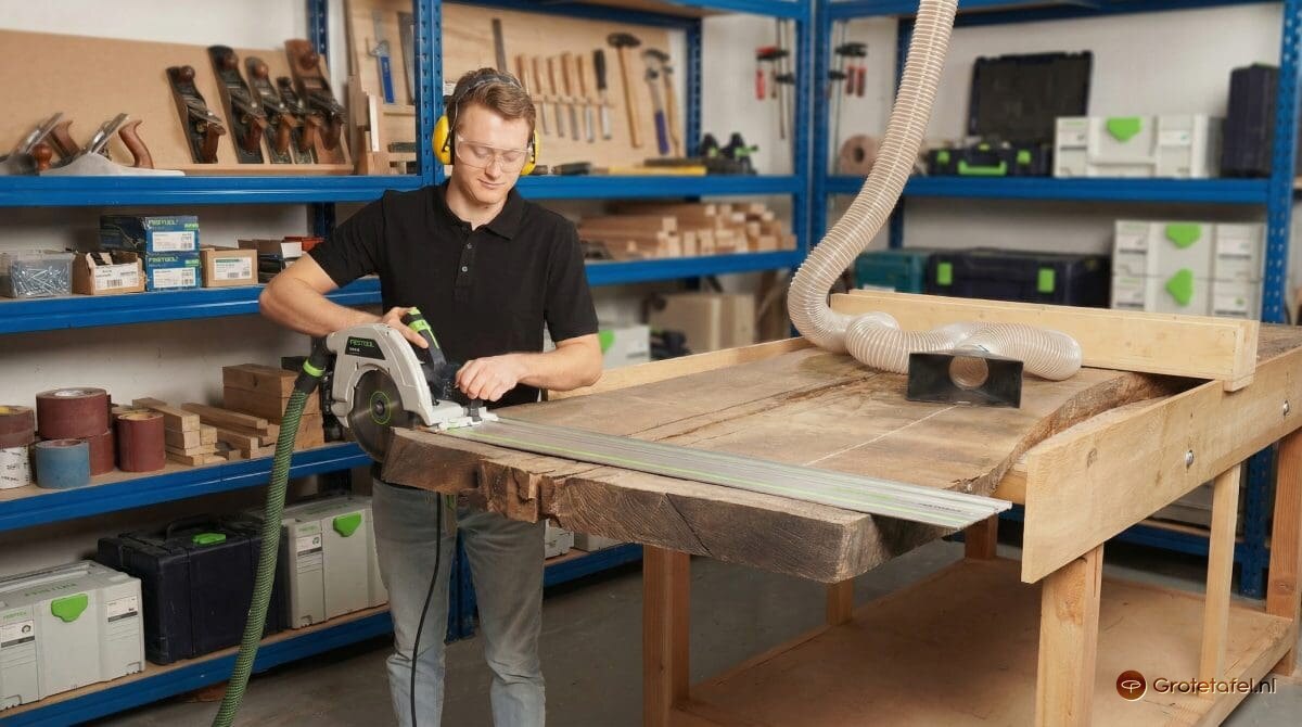 Werkwijze maatwerk tafels detail houtnerf - Grotetafel.nl