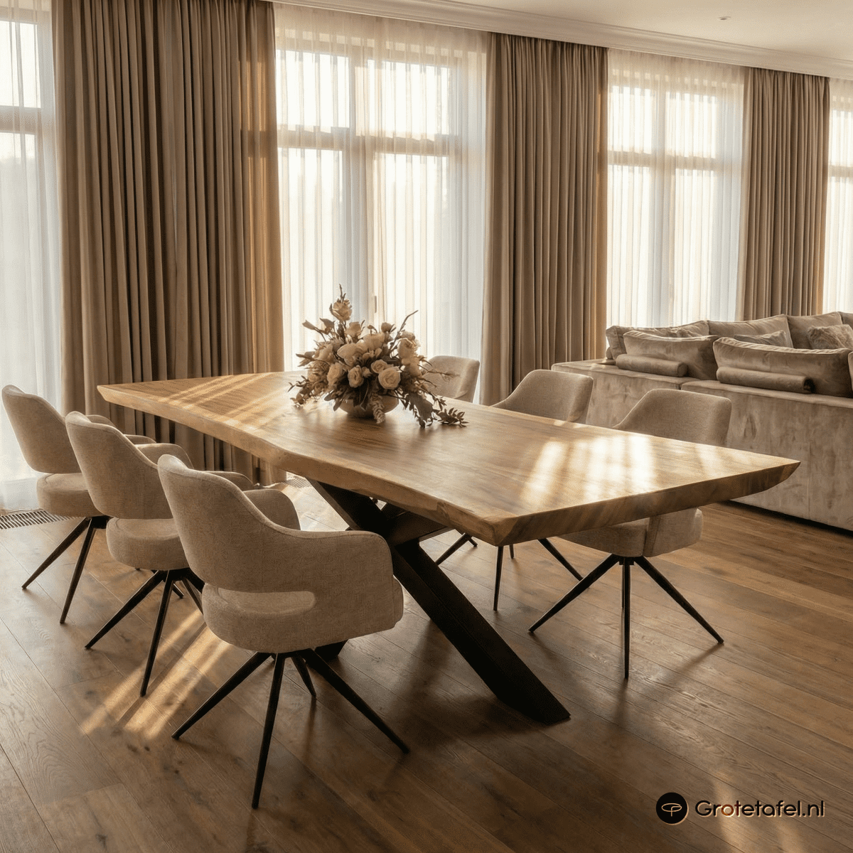 Tafel suar met bronzen matrix - Grotetafel.nl