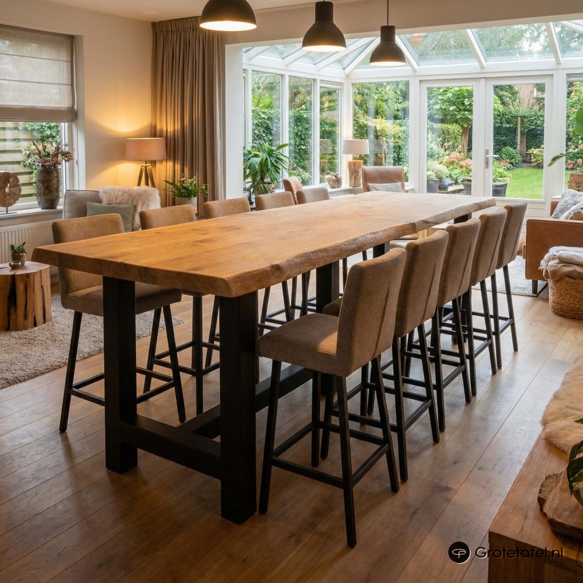 Eiken bartafel 4 meter productfoto 8 - Grotetafel.nl