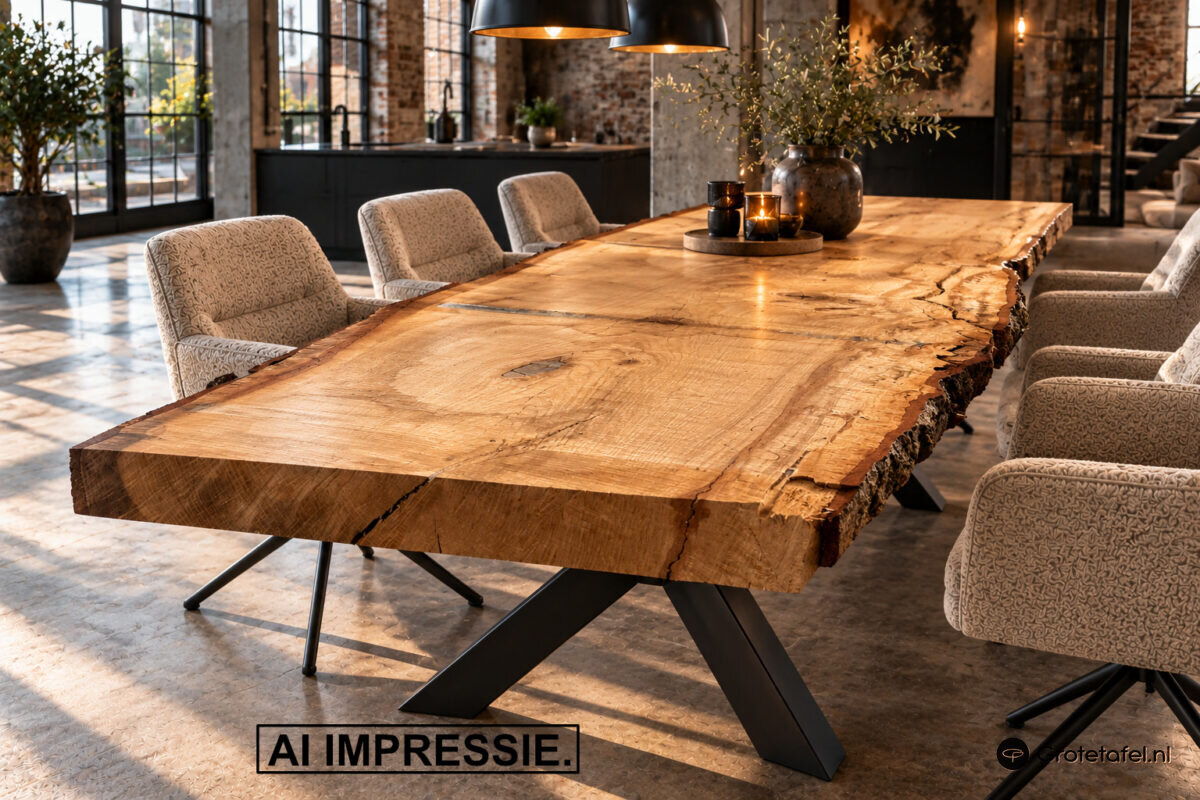 Eiken tafelblad DIRECT LEVERBAAR (L603) - sfeerfoto 5