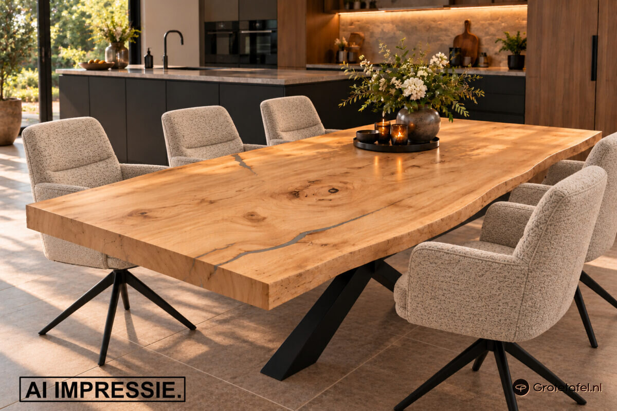 Eiken tafelblad DIRECT LEVERBAAR (L605) - sfeerfoto 5